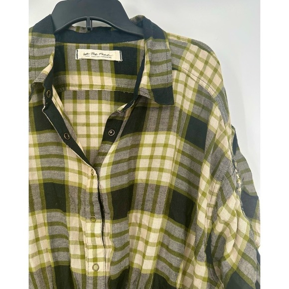 We The Free Plaid Released Trim Button-Down Top S - Picture 5 of 10